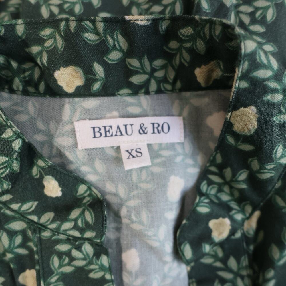 Beau & Ro Green Floral Button Front Midi Dress Size XS - Picture 7 of 12